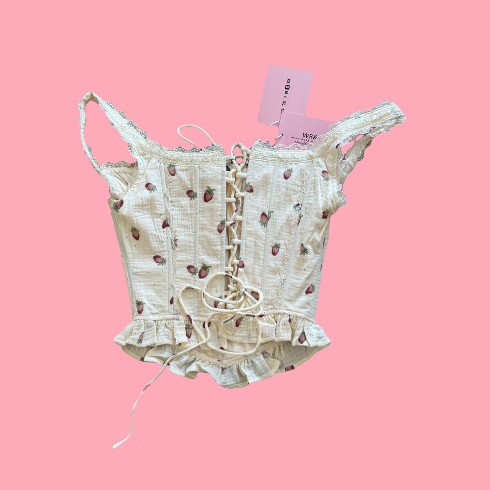 ✨brand new! wild rose and sparrow strawberry fraise bustier✨ - Picture 2 of 2